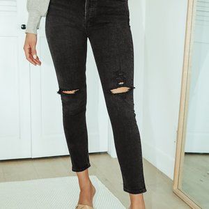 AGOLDE plus size Nico High Rise Slim Jeans Button Fly Distressed